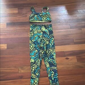 YITTY Blue and Yellow High-Waisted Leggings